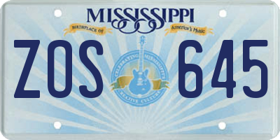 MS license plate ZOS645