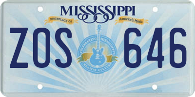 MS license plate ZOS646