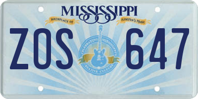 MS license plate ZOS647