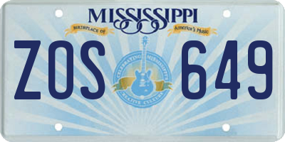MS license plate ZOS649