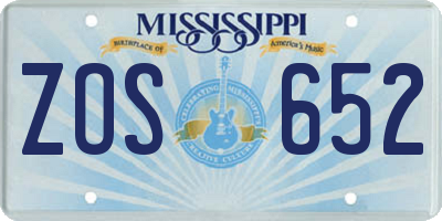 MS license plate ZOS652