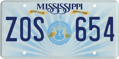MS license plate ZOS654