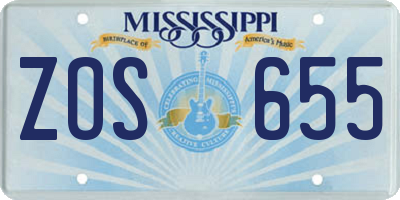 MS license plate ZOS655