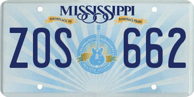 MS license plate ZOS662