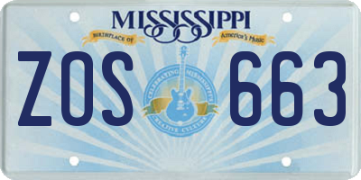 MS license plate ZOS663