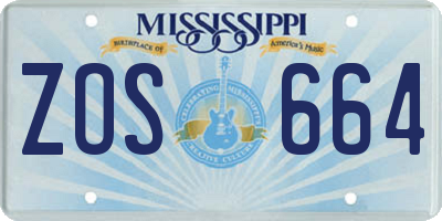 MS license plate ZOS664