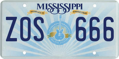 MS license plate ZOS666