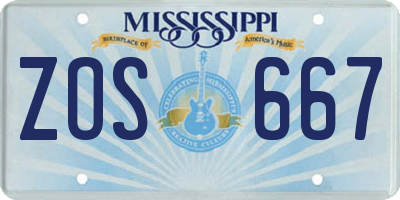 MS license plate ZOS667