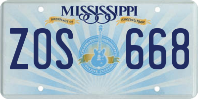 MS license plate ZOS668