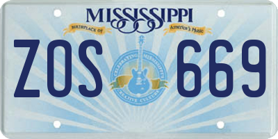 MS license plate ZOS669