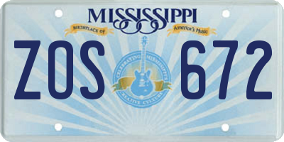 MS license plate ZOS672