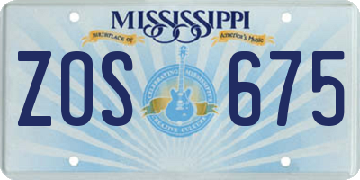 MS license plate ZOS675