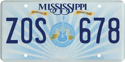 MS license plate ZOS678