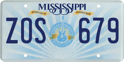 MS license plate ZOS679