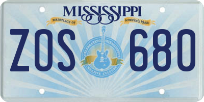 MS license plate ZOS680