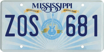 MS license plate ZOS681