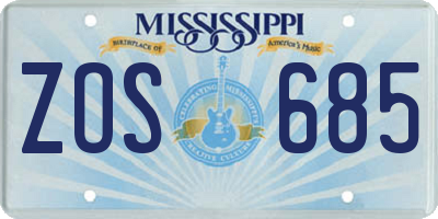 MS license plate ZOS685