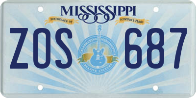 MS license plate ZOS687