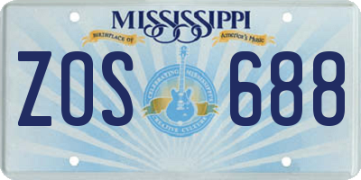 MS license plate ZOS688