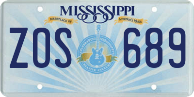 MS license plate ZOS689