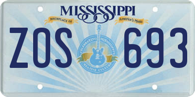 MS license plate ZOS693