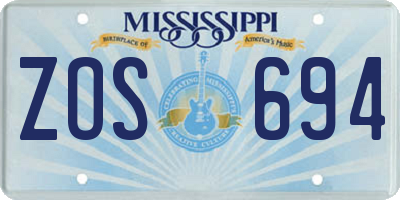 MS license plate ZOS694