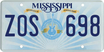MS license plate ZOS698