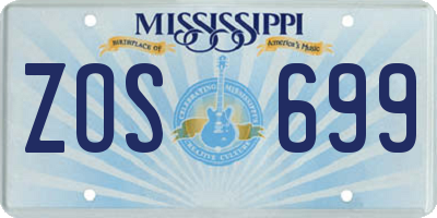 MS license plate ZOS699