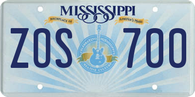 MS license plate ZOS700