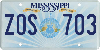 MS license plate ZOS703
