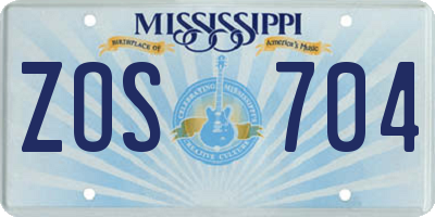 MS license plate ZOS704