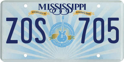 MS license plate ZOS705