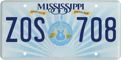 MS license plate ZOS708