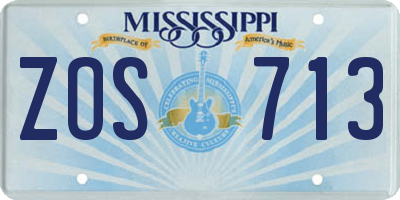 MS license plate ZOS713