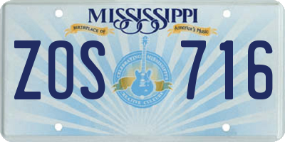 MS license plate ZOS716