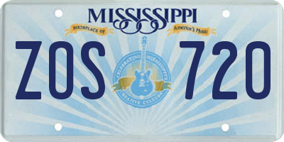 MS license plate ZOS720