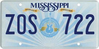 MS license plate ZOS722