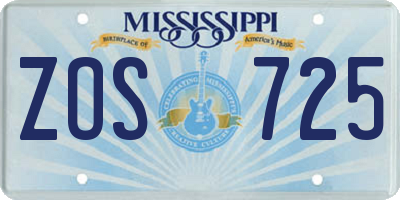 MS license plate ZOS725