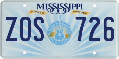 MS license plate ZOS726
