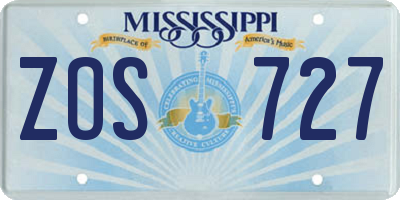 MS license plate ZOS727