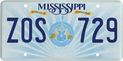 MS license plate ZOS729