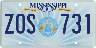 MS license plate ZOS731