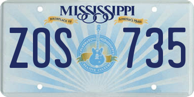 MS license plate ZOS735