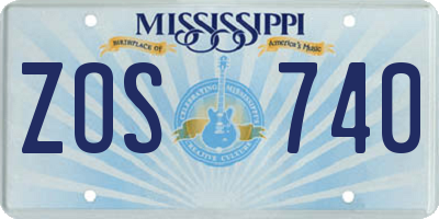 MS license plate ZOS740