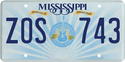 MS license plate ZOS743