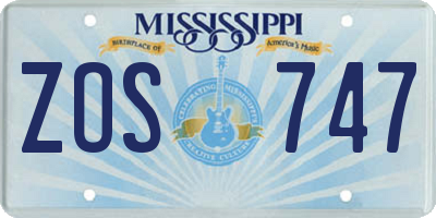 MS license plate ZOS747