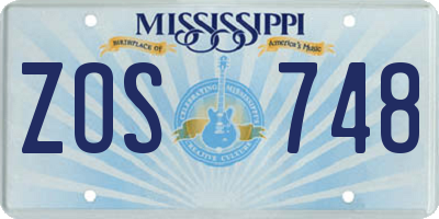 MS license plate ZOS748