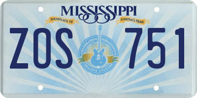 MS license plate ZOS751