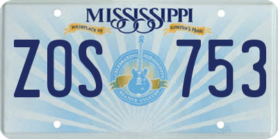 MS license plate ZOS753
