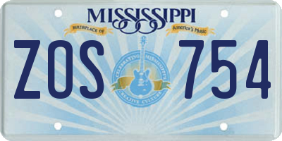 MS license plate ZOS754
